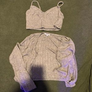 Cardigan with matching crop top tank top to go with it